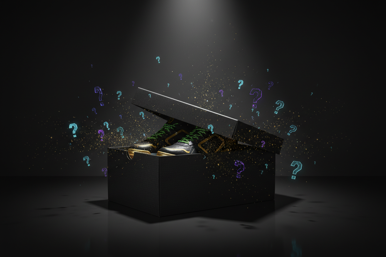 give me an image of a mystery box shoes